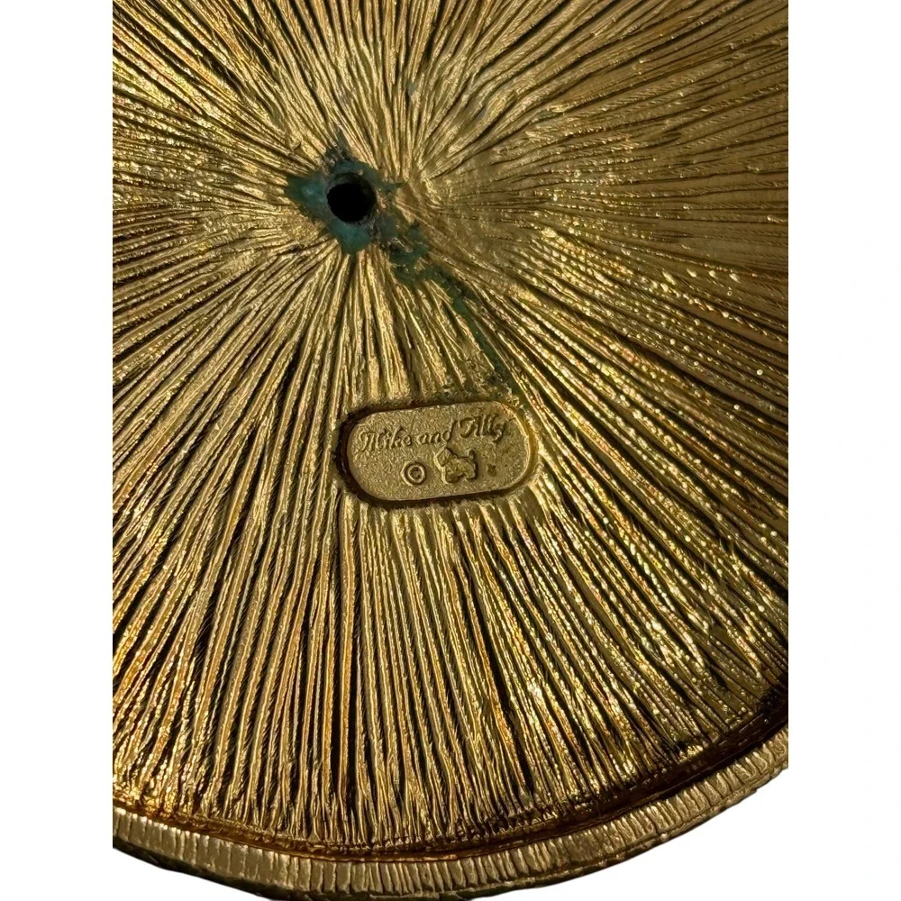 Mike and Ally Crown‎ Trinket Box Navy Blue Teal Gold Enamel Jewelry Holder